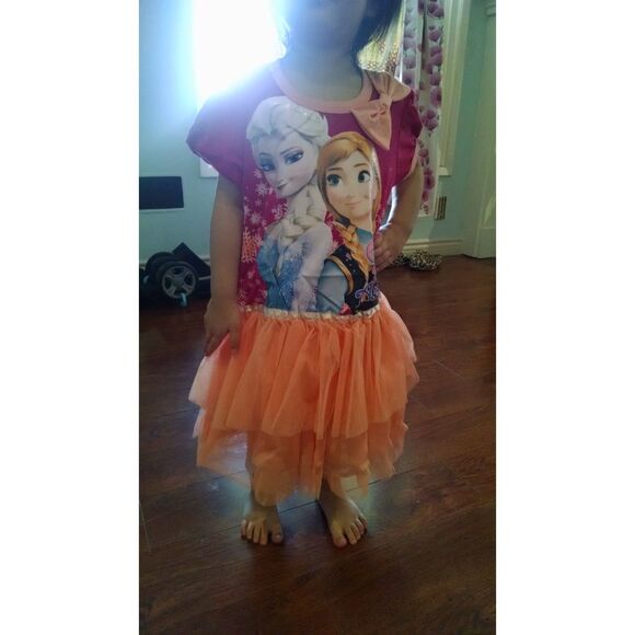 NEW Disney Frozen Sisters Forever Hearts Dress Girls Tulle Anna Elsa tutu sz 2/3 - Picture 2 of 3